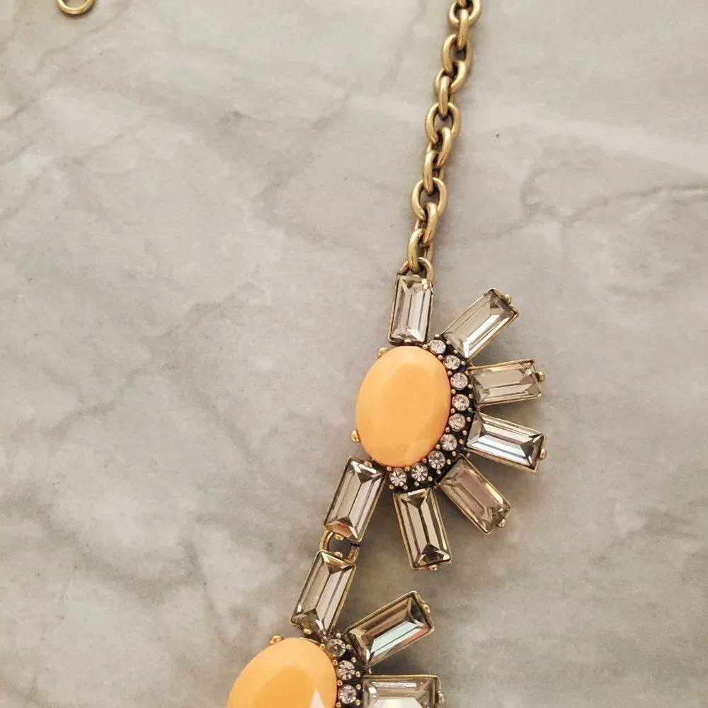 🧡 J.Crew Antique Rhinestones Crystal Pave Cluster Burst Statement Necklace 🧡 - Picture 5 of 16